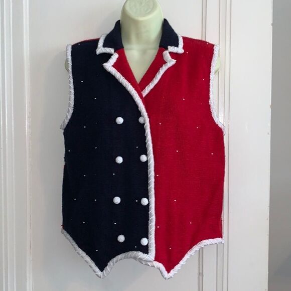 Vtg Belle Pointe beaded sweater vest - Picture 1 of 10
